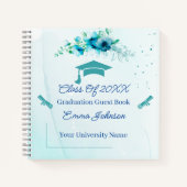 Eleganter Blue Flowers Abschluss individuell anpas Notizblock (Vorderseite)