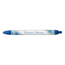 Eleganter Blue Flowers Personalisierter Tintenpatr