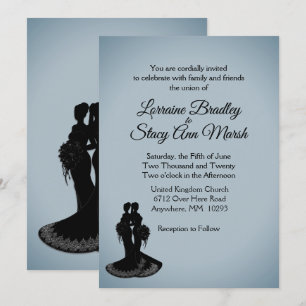 Eleganter Blue Fog Lesbian Einladung zur Hochzeit