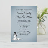 Eleganter Blue Fog Lesbian Einladung zur Hochzeit (Stehend Vorderseite)
