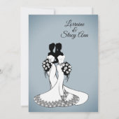 Eleganter Blue Fog Lesbian Einladung zur Hochzeit (Rückseite)