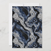 Eleganter Blue Foil & Silver Glitzer Agate Wedding Einladung (Rückseite)