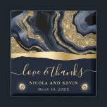 Eleganter Blue Foil und Gold Glitzer Agate Wedding Magnet<br><div class="desc">Elegante,  lebhafte,  blaue Folie und goldblauer Glitzer,  flüssiger Ager mit Diamanten</div>