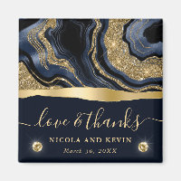 Eleganter Blue Foil und Gold Glitzer Agate Wedding