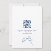Eleganter Blue French Garden Blume Hochzeit QR-Cod Save The Date (Rückseite)