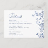 Eleganter Blue French Garden Blumenzettel Begleitkarte (Vorderseite)