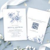 Eleganter Blue French Garden BRAUTPARTY QR-Code Einladung