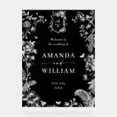 Eleganter Blue French Garden Floral Wedding Willko Acrylschild (Vorderseite)