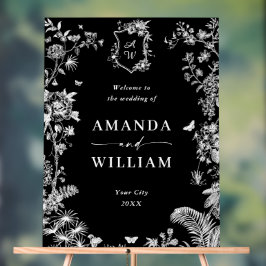 Eleganter Blue French Garden Floral Wedding Willko Acrylschild