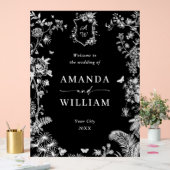 Eleganter Blue French Garden Floral Wedding Willko Acrylschild (Hochzeit)