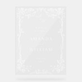 Eleganter Blue French Garden Floral Wedding Willko Acrylschild (Vorderseite)