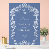 Eleganter Blue French Garden Floral Wedding Willko Acrylschild (Hochzeit)