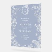 Eleganter Blue French Garden Floral Wedding Willko Acrylschild (Winkel)