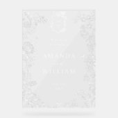 Eleganter Blue French Garden Floral Wedding Willko Acrylschild (Vorderseite)