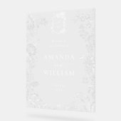 Eleganter Blue French Garden Floral Wedding Willko Acrylschild (Winkel)