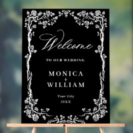 Eleganter Blue French Garden Floral Wedding Willko Acrylschild