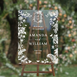 Eleganter Blue French Garden Floral Wedding Willko Acrylschild