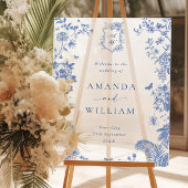 Eleganter Blue French Garden Floral Wedding Willko Acrylschild