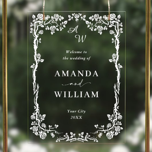 Eleganter Blue French Garden Floral Wedding Willko Acrylschild