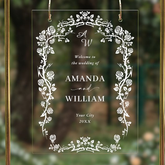 Eleganter Blue French Garden Floral Wedding Willko Acrylschild