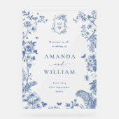 Eleganter Blue French Garden Floral Wedding Willko Acrylschild (Vorderseite)