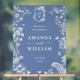 Eleganter Blue French Garden Floral Wedding Willko Acrylschild