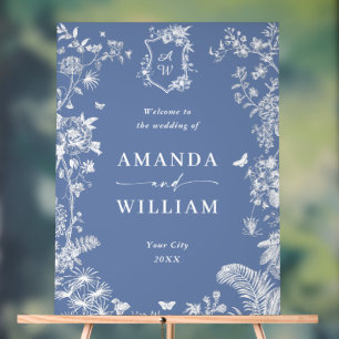 Eleganter Blue French Garden Floral Wedding Willko Acrylschild