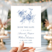 Eleganter Blue French Garden Save The Date