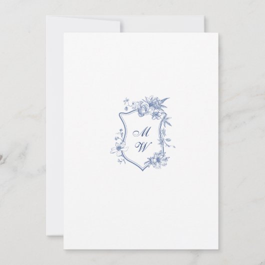 Eleganter Blue French Garden Save The Date (Rückseite)