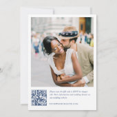 Eleganter Blue French Garden Wedding Foto QR Code Einladung (Rückseite)