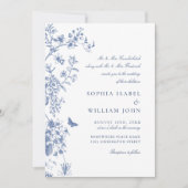 Eleganter Blue French Garden Wedding QR Code Einladung (Vorderseite)