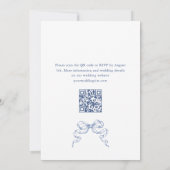 Eleganter Blue French Garden Wedding QR Code Einladung (Rückseite)