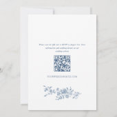 Eleganter Blue French Rose Garden Wedding QR Code Einladung (Rückseite)