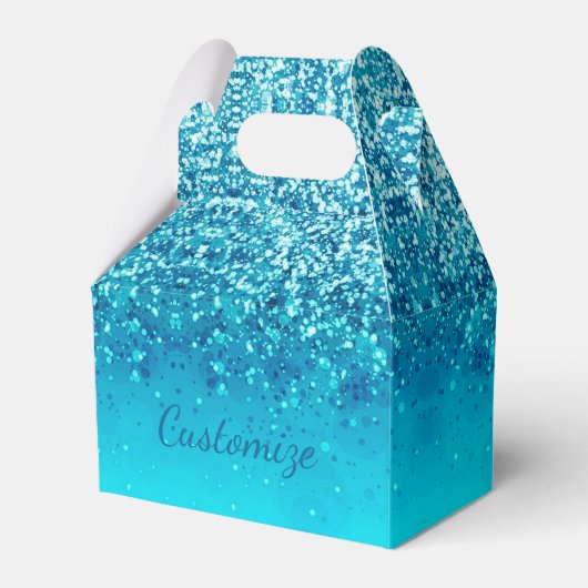 Eleganter Blue Frost Sparkle Gable Favor Box Geschenkschachtel (Vorderseite)