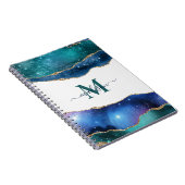 Eleganter Blue Geode Agate Mit Monogramm Gold Glit Notizblock (Rechte Seite)