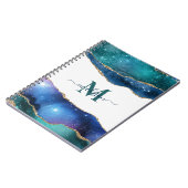 Eleganter Blue Geode Agate Mit Monogramm Gold Glit Notizblock (Linke Seite)