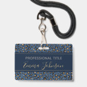 Eleganter Blue Glitzer Black Gold Leopard Print Ausweis (Vorderseite mit Lanyard)