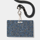 Eleganter Blue Glitzer Black Gold Leopard Print Ausweis (Rückseite mit Lanyard)