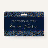 Eleganter Blue Glitzer Black Gold Leopard Print Ausweis (Vorderseite)