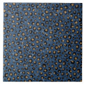 Eleganter Blue Glitzer Black Gold Leopard Print Fliese (Vorderseite)