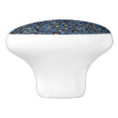 Eleganter Blue Glitzer Black Gold Leopard Print Keramikknauf (Seitenansicht)