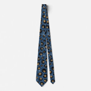 Eleganter Blue Glitzer Black Gold Leopard Print Krawatte