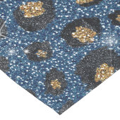 Eleganter Blue Glitzer Black Gold Leopard Print Mittelgroßer Tischläufer (Ecke)
