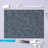 Eleganter Blue Glitzer Black Gold Leopard Print Seidenpapier (Handwerk)
