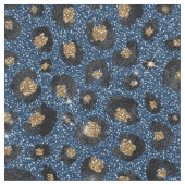 Eleganter Blue Glitzer Black Gold Leopard Print Stoff (Nahaufnahme)