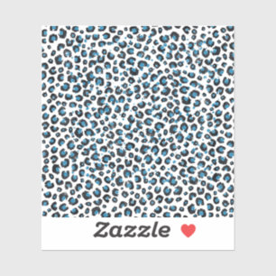 Eleganter Blue Glitzer Black Leopard Animal Print Aufkleber