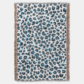 Eleganter Blue Glitzer Black Leopard Animal Print Decke (Vorderseite Vertikal)