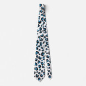 Eleganter Blue Glitzer Black Leopard Animal Print Krawatte (Vorderseite)