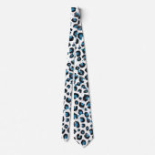 Eleganter Blue Glitzer Black Leopard Animal Print Krawatte (Rückseite)