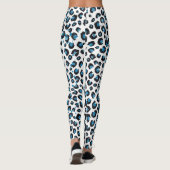 Eleganter Blue Glitzer Black Leopard Animal Print Leggings (Rückseite)
